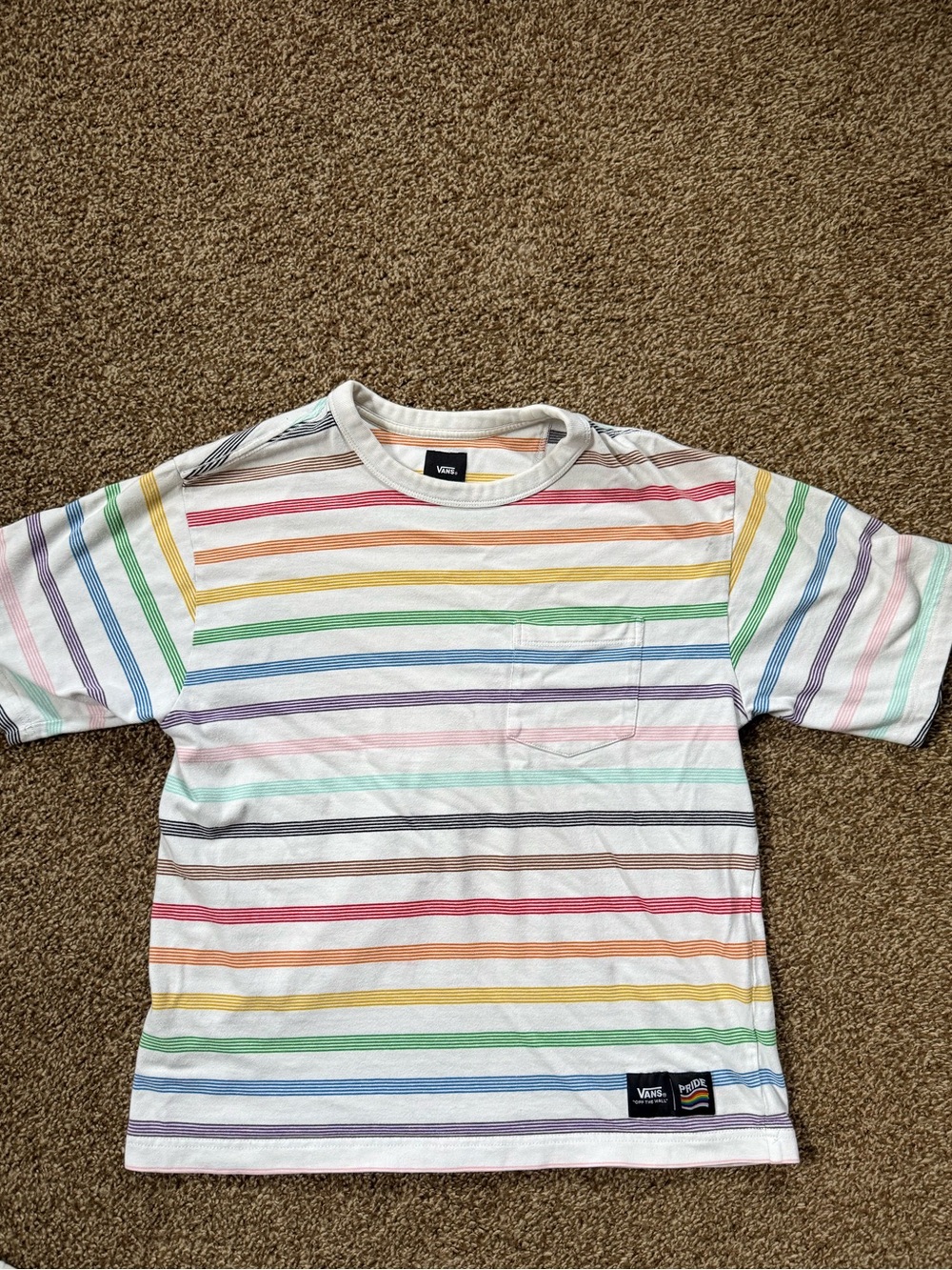 Vans PRIDE Short Sleeve Tee with Rainbow Stripes - White